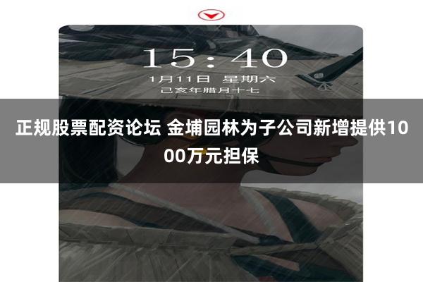 正规股票配资论坛 金埔园林为子公司新增提供1000万元担保